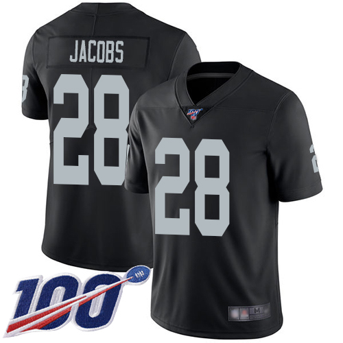 Men Oakland Raiders Limited Black Josh Jacobs Home Jersey NFL Football #28 100th Season Vapor Jersey->oakland raiders->NFL Jersey